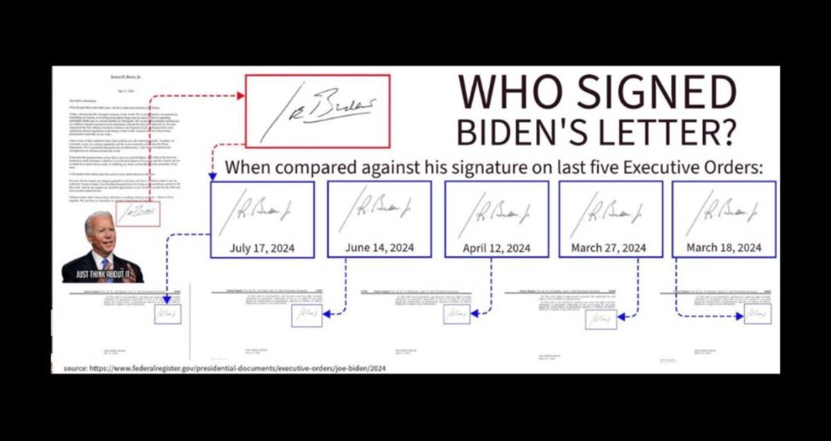 Where is Biden? Dead, alive, incapacitated?

* Last seen 4 days ago struggling into SUV. Adamantly staying in the race.

* Letter released on personal letterhead w/ no seal. Sig does not match his last 5 EO’s.

* Brother looks forward to “whatever time we have left” with Biden.