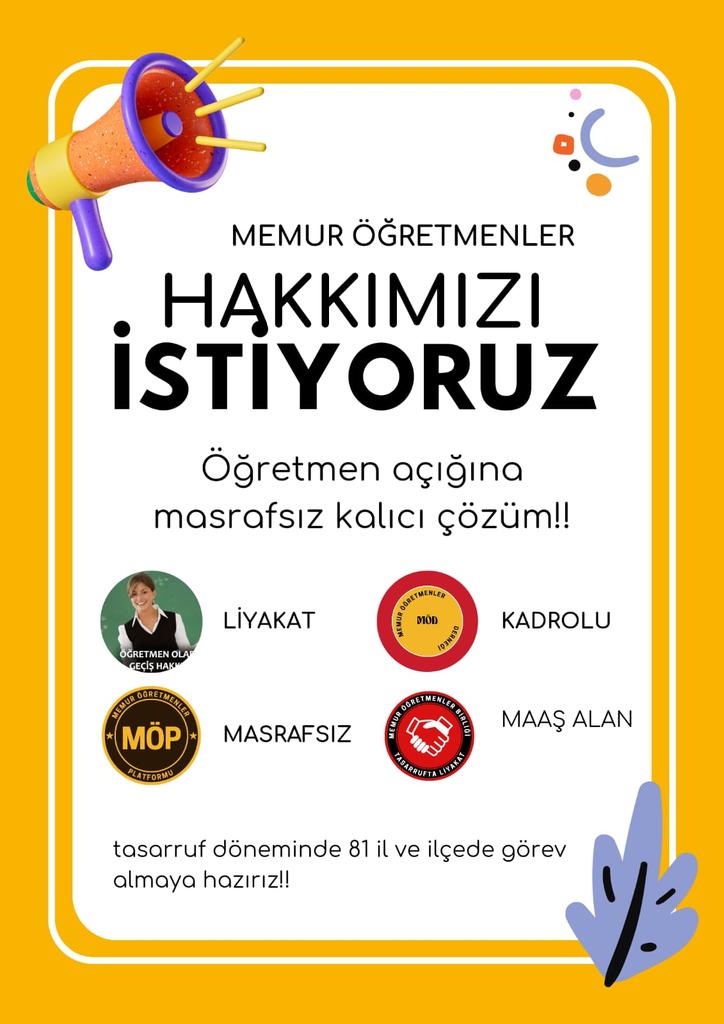 <a href="/MOB_Atama/">MEMURÖĞRETMENLERBİRLİĞİ</a> @_ozgedemir_ <a href="/Yusuf__Tekin/">Yusuf Tekin</a> <a href="/kemalsamlioglu/">Kemal ŞAMLIOĞLU</a> <a href="/yilmaznazif/">Nazif Yılmaz</a> <a href="/farukyelkenci/">Ömer Faruk Yelkenci</a> <a href="/tcmeb/">Millî Eğitim Bakanlığı</a> <a href="/mehmetucum/">Mehmet Uçum</a> <a href="/saadetoruc/">Saadet Oruç</a> <a href="/CBegitimogretim/">TCCB EĞİTİM VE ÖĞRETİM POLİTİKALARI KURULU</a> <a href="/edipuzen/">Edip Üzen</a> <a href="/talatyavuz29/">Talat YAVUZ</a> <a href="/RamazanCakirci/">Ramazan Çakırcı</a> <a href="/EgitimBirSen/">Eğitim-Bir-Sen</a> <a href="/egitimajansi/">Eğitim Ajansı</a> @ekremhelvaci55 <a href="/m_tahtasiz/">Mehmet Tahtasız</a> <a href="/avidrissahin/">Av. İdris Şahin</a> #MemurÖğretmenler 'in ellerinden alınan hakları iade edilmelidir  Devletimizin, bütçeye yük getirmeden öğretmen açığının bir kısmını öğretmenlik sartlarını tasıyan,  devlet tecrübesi-terbiyesi olan sicilleri temiz #memuröğretmenler 'le kapatacağı kanaatindeyiz