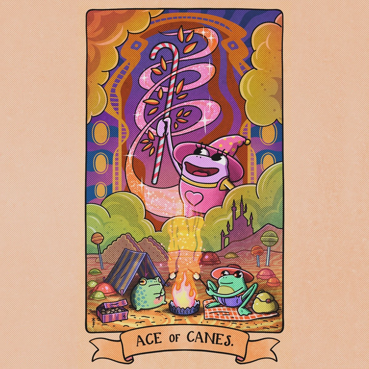 nchoritefrog's tweet photo. ace of wands (canes in my case) for my frog tarot deck🪄 https://t.co/OE54ccy30P
