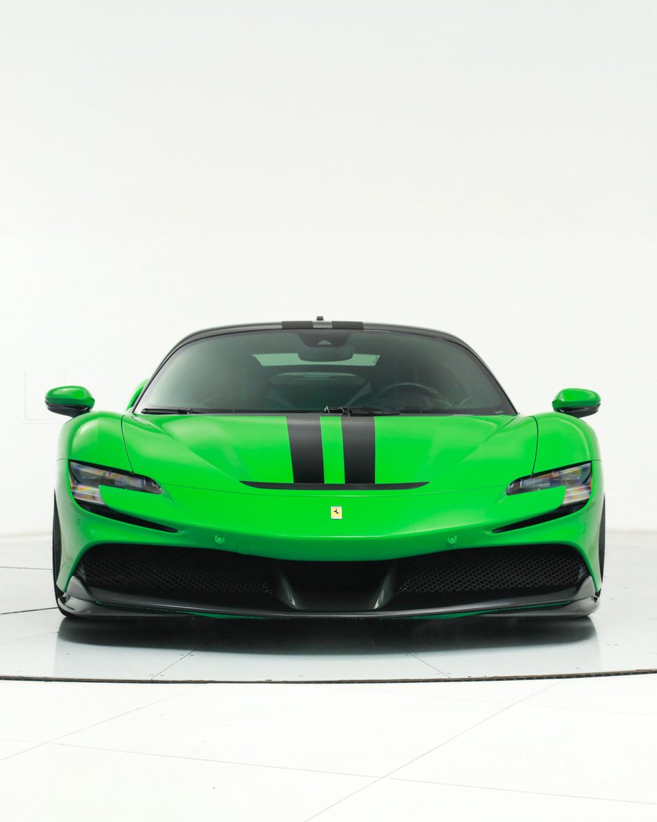 duPontREGISTRY's tweet photo. 2023 Ferrari SF90 Stradale presented in Signal Green | Price: $729,900

Professionally Upgraded Novitec Carbon Fiber Hood Accent, Novitec Springs, Inguz Forged Wheels, Michelin Pilot Sport 4S Tires, Paint Corrected, Full Body Xpel PPF including Windshield, Full Ceramic Coated https://t.co/lAKzYRDDbi
