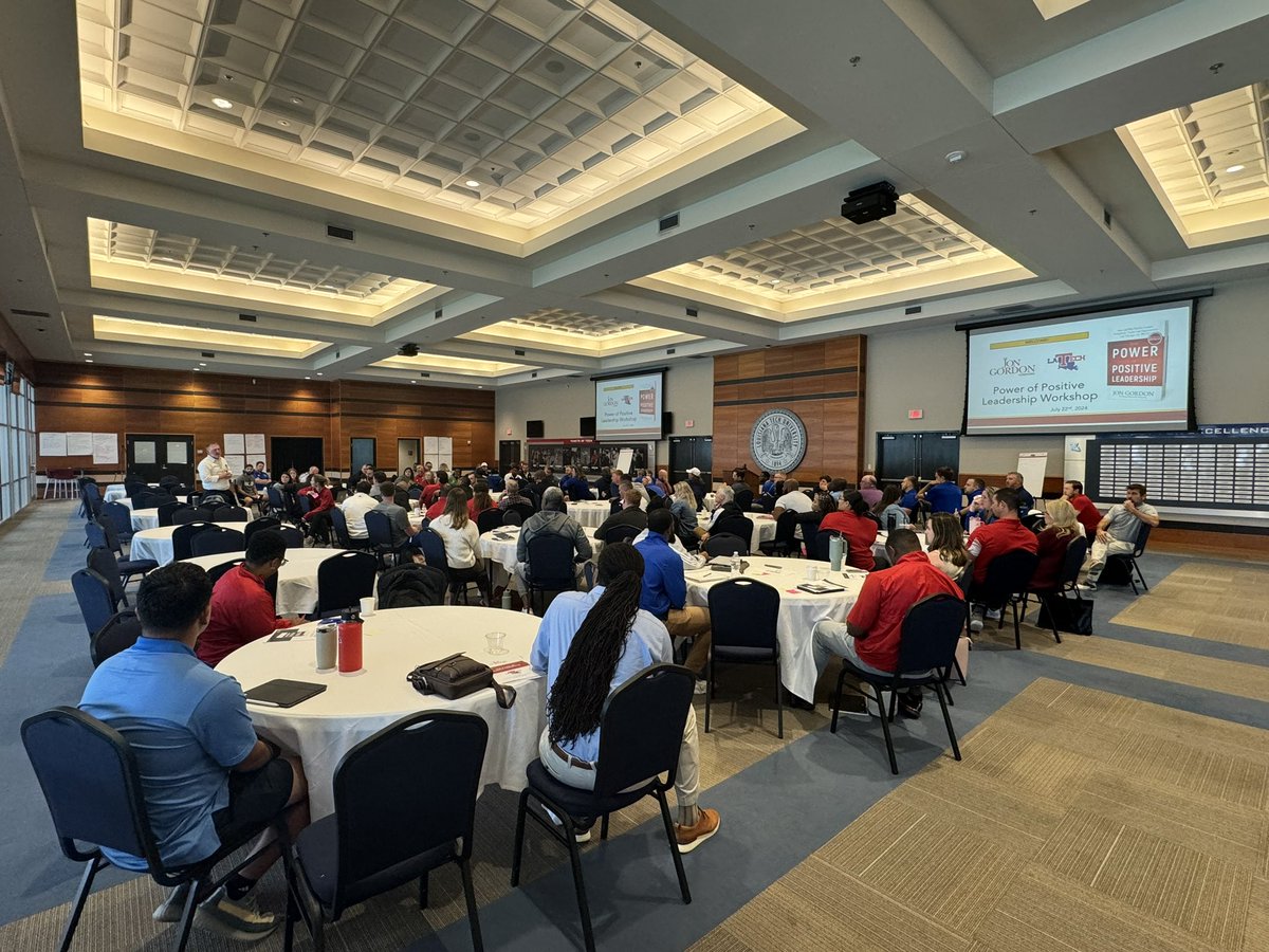 Kicking off a busy few weeks of speaking w/ <a href="/LATech/">Louisiana Tech University</a> <a href="/LATechSports/">LA Tech Sports</a> 

Awesome morning sharing <a href="/JonGordon11/">Jon Gordon</a>’s Power of Positive Leadership w/ their entire Athletic Department, Coaches &amp; Staff. 

Thanks <a href="/rivey35/">Ryan Ivey</a> for having us work w/ your amazing coaches &amp; staff. 

#LeadPositive