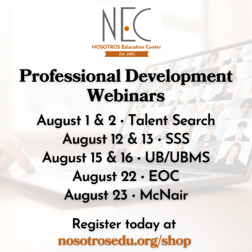 NosotrosEdu's tweet image. Don&apos;t miss these great opportunities for TRIO staff professional development! 
nosotrosedu.org/shop

#TRIOSSS #StudentSupportServices #educationaltalentsearch #upwardbound #UBMS #McNair #EducationalOpportunityCenters #TRIOworks #professionaldevelopment