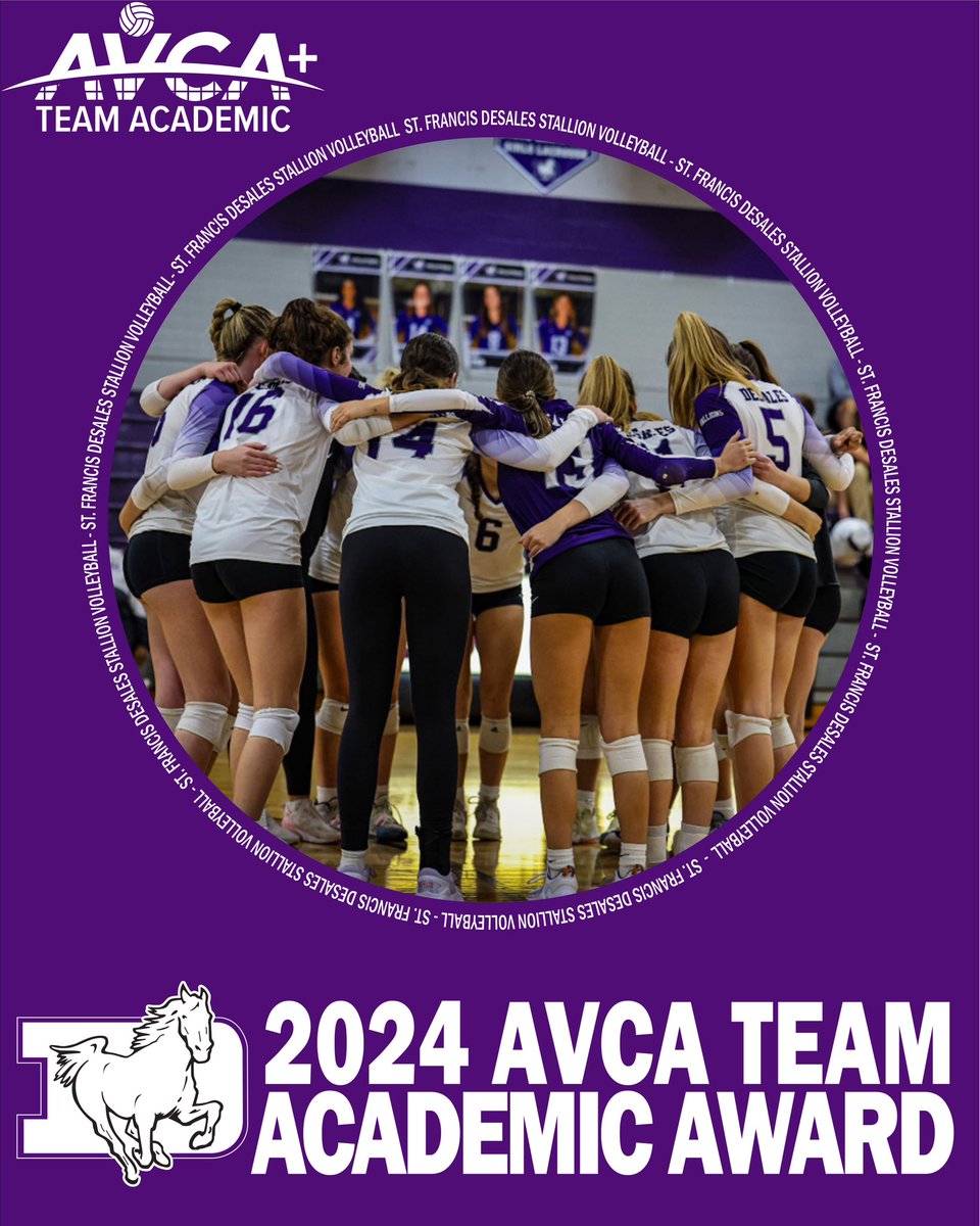 Congratulations to the 2023 -2024 Desales Volleyball team for earning the AVCA National Academic Team Award !!! Huge recognition of your hard work in the classroom !!! A TEAM of Smarties !!!! Way to represent your TEAM, Desales High School and our Community. So proud of you all💜
