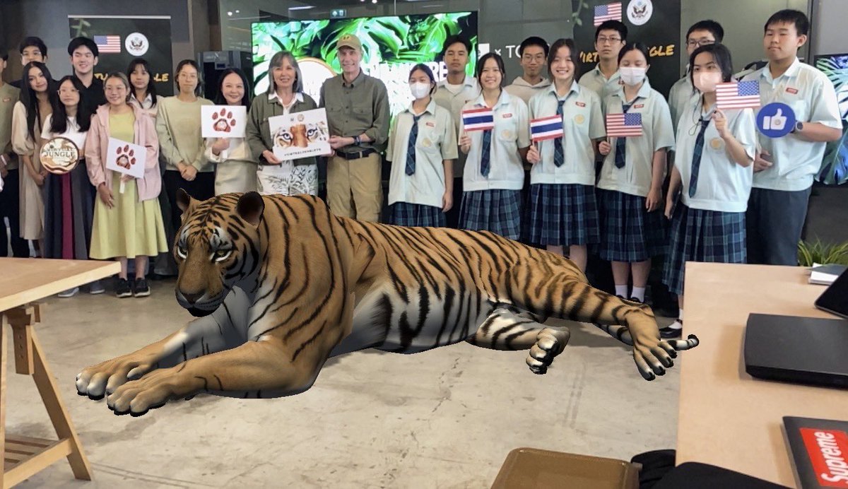 AsstSecCantor's tweet image. Honored to have joined U.S. Ambassador to Thailand Robert Godec in kicking off a “Virtual Jungle” workshop for young Thai conservationists. Amazing opportunity for students to learn new tech for wildlife conservation. Inspired by @FabCafe Founder and Director Kalaya Kovidvisith.