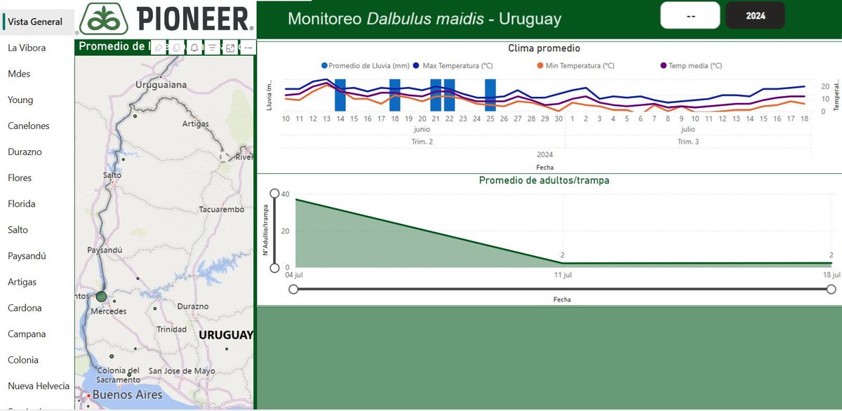 Primeros datos del equipo de Pioneer sobre las trampas de chicharrita, muestran un fuerte descenso en la población del vector. 
De las 15 trampas para el monitoreo de población, en 10 de ellas no se colectaron adultos en la última medición, mientras que en las otras 5 si.