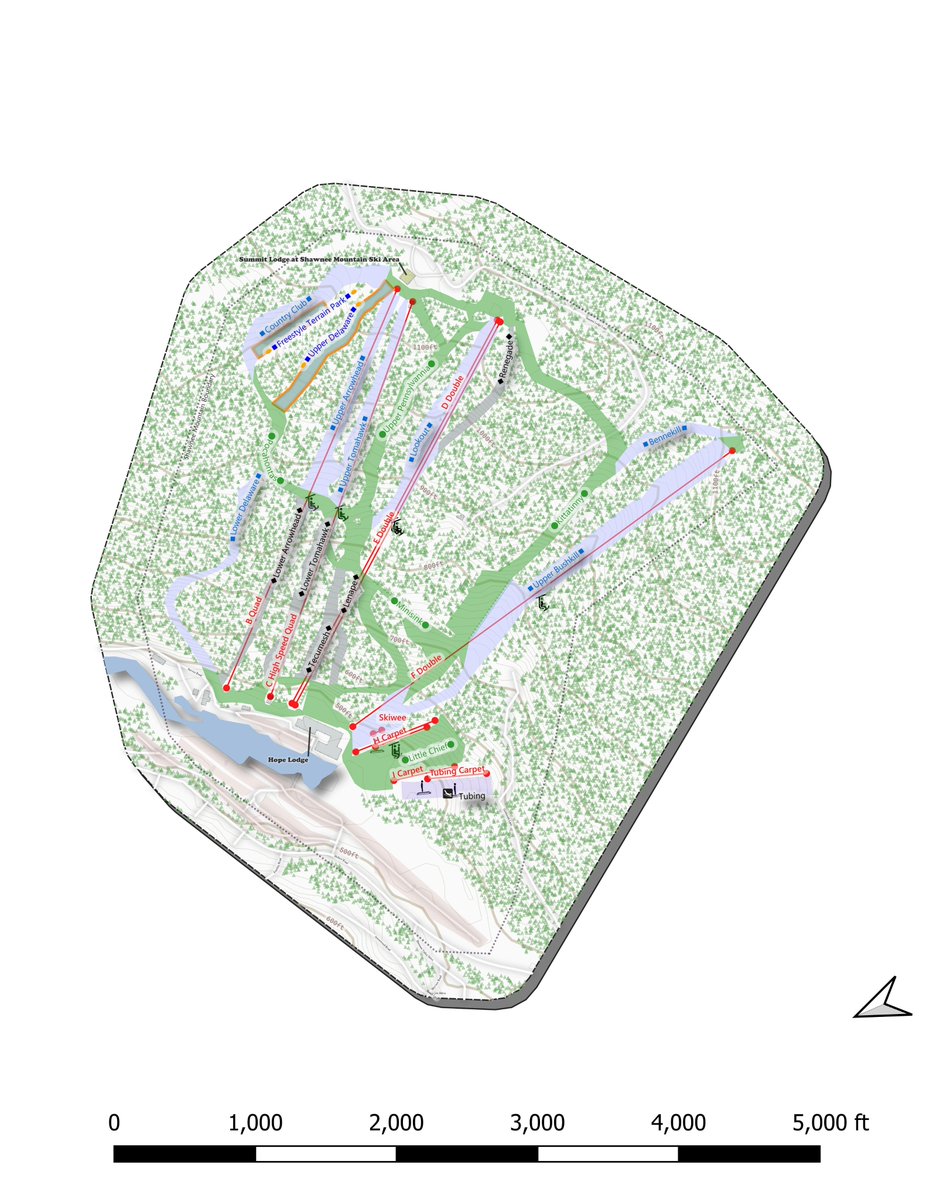 GlobalSkiAtlas's tweet photo. 11 of 6000+: @shawneemountain Now added a resort boundary and  'P' for parking. #qgis #skiing https://t.co/5bBF2E1tM5