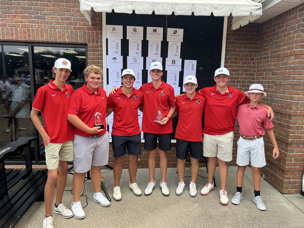 OHSsports's tweet photo. Great way to start off a new year! Congrats to our Red Devil golf team on winning the Henderson Invitational today! Nolan Warren led the way with a 74 (3rd pace), Jax Malone 76, Will Rickard 77, Will Hume 79, Walker Gaddis 80, Colby Vanover 85 and Cole Crews 86. Let’s Go! #FILD https://t.co/R7BIHQ3WYg