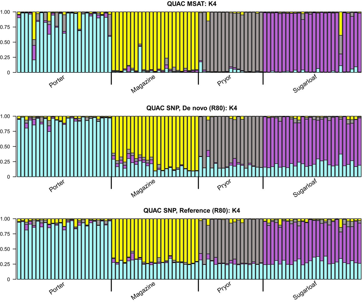 How do genetic markers affect ex situ conservation? SNPs and microsatellites, while different, both provide reliable estimates of genetic representation for 2 rare endemic oak species.
 
with <a href="/austinkoontz11/">Austin Koontz</a> @koticneutralDNA <a href="/ScientistESS/">Emma Suzuki Spence</a> <a href="/seanmhoban/">Sean Hoban</a>

doi.org/10.1111/eva.13…