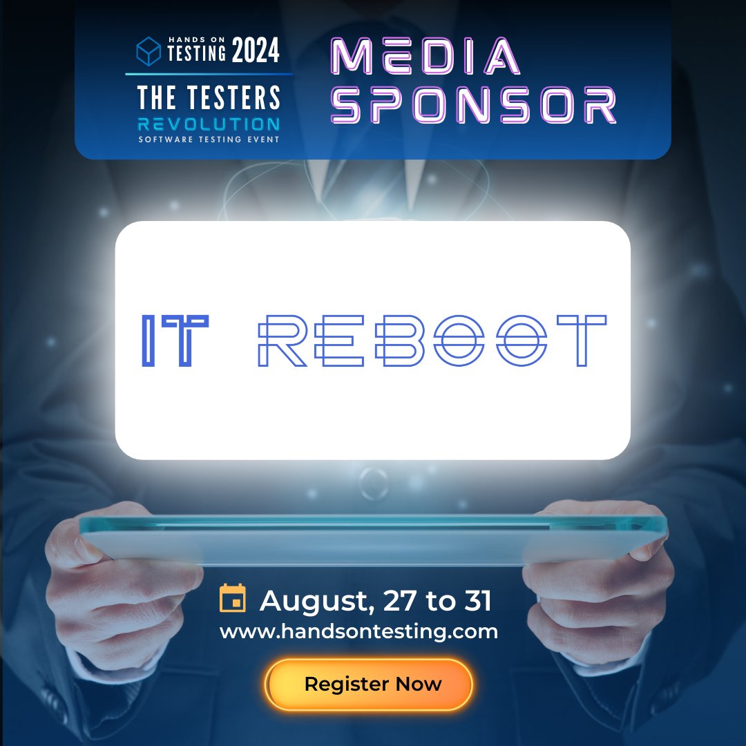 🎉 Un gran agradecimiento a ITReboot con por ser nuestro media sponsor 📼 !

🛫 En la edición del 2024, te invitamos  el 31 de agosto en WEWORK📍 CDMX para disfrutar de charlas en persona.

¡Consigue tu entrada 🔗handsontesting.com