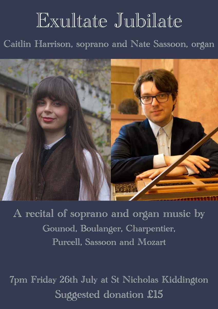 This is going to be fabulous. Do come to St Nicholas Kiddington for our summer recital at 7pm this coming Friday.<a href="/oxforddiocese/">Diocese of Oxford</a> <a href="/KajOxon/">Katie Jones</a>