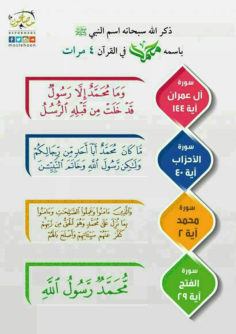 j3qdngaauklgntv's tweet photo. اسم النبي (محمد) صلى الله عليه وسلم في القرآن الكريم..
#نبي_الهدى_قدوتنا https://t.co/Q74bzUd8J9