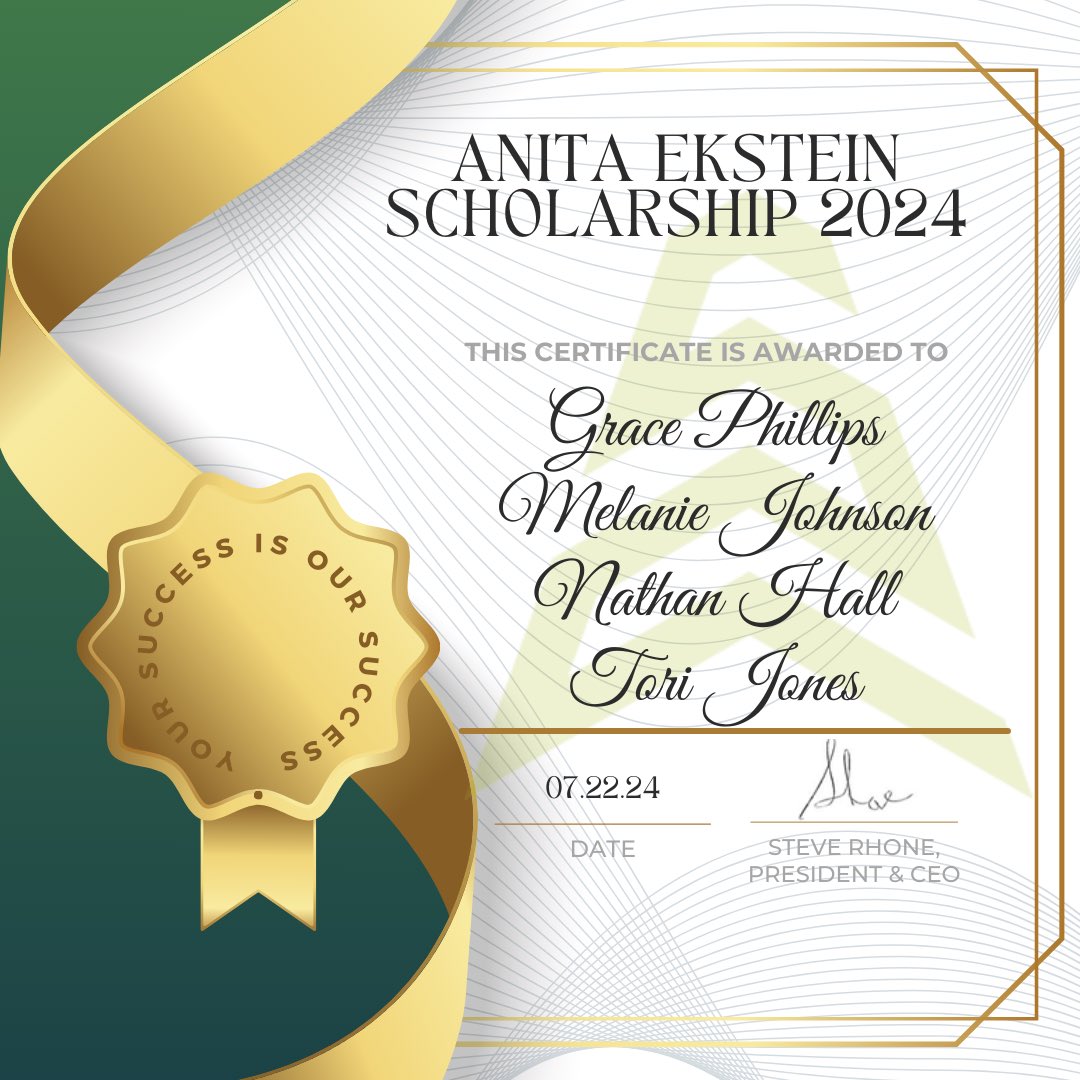 🎉 **Congratulations to Our Anita Ekstein Scholarship Recipients!** 🎉
.
.
.
#WestonForest #AnitaEksteinScholarship #YourSuccessIsOurSuccess #Congratulations #HigherEducation #YoullLoveDoingBusinessWithUs #YoullLoveWorkingWithUs