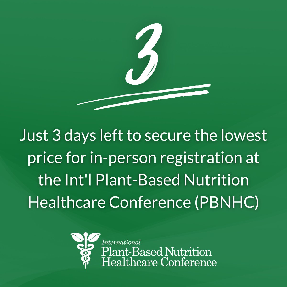 Plantrician's tweet image. ⏰ Just 3 days left to secure the lowest price for in-person registration at PBNHC!  🌱 Register for in-person attendance before 11:59pm ET on Wednesday, July 24 to save. 🔗 Learn more &amp;amp; register at PBNHC.com #PBNHC2024 #PBNHC #wfpb #plantrician #plantricianproject