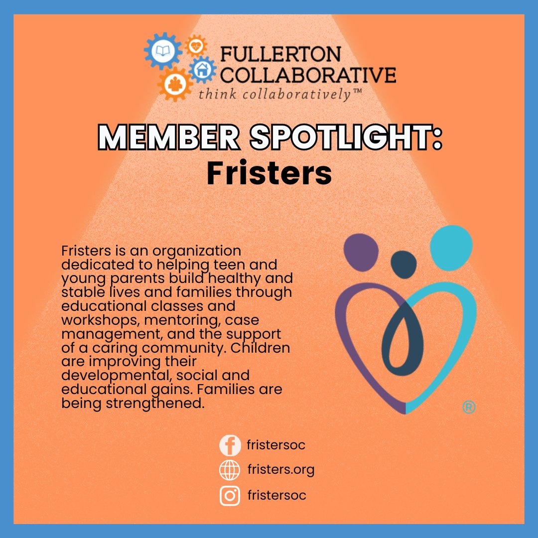 🌟 NEW Fullerton Collaborative Member our Member Monday Spotlight: Fristers! 🌟 
Thrilled to welcome back <a href="/FristersOrg/">Fristers</a> to our family! 💙🧡 Their dedication to empowering youth and families in OC is inspiring. Let's give them a warm welcome! 

#FullertonCollaborative #fristersoc