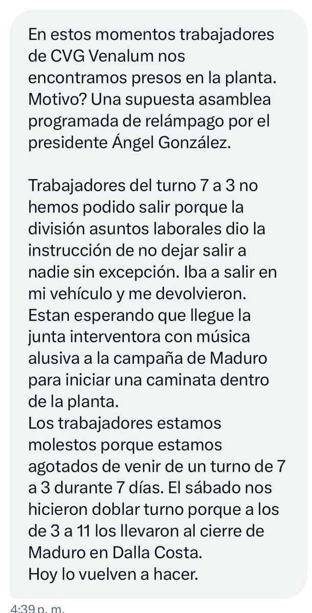 PableOstos's tweet photo. #CiudadGuayana #22Jul | 

Y mientras tanto en #Venalum: https://t.co/j06GM2ZfUp