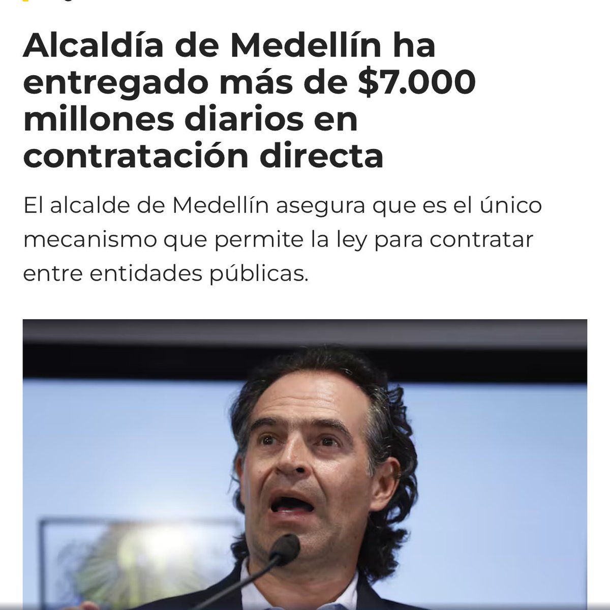 UldaricoRamire's tweet photo. Federico Gutiérrez entrega a dedo $7.000 millones en contratos a diario. En 6 meses ya van $1.4 billones. ¿Dónde está Margarita Cabello para vigilar? No lo hará porque es su aliado político. Pero que el gob. de @petrogustavo firme un contrato y de inmediato inicia la persecución. https://t.co/hrhetcU6jc