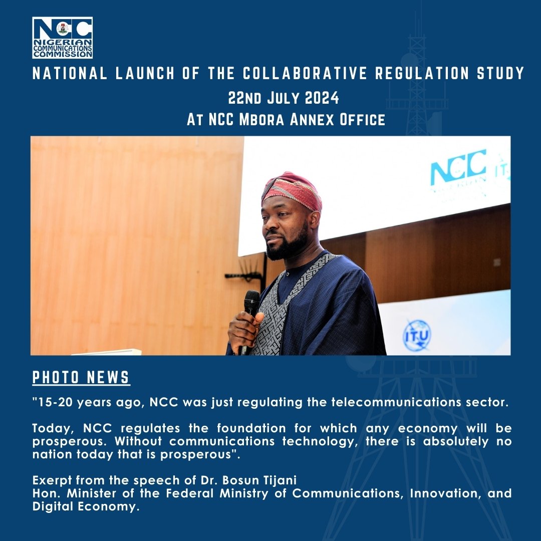 NgComCommission's tweet photo. PHOTO NEWS:
National Launch of the Collaborative Regulation Study.
@ITU 
@ITUAfrica 
@FCDODigital 

#CollaborativeRegulation 
#5thGenRegulation 
#DigitalNigeria 
#AccelerateNGTech https://t.co/QrOaaFjOZN