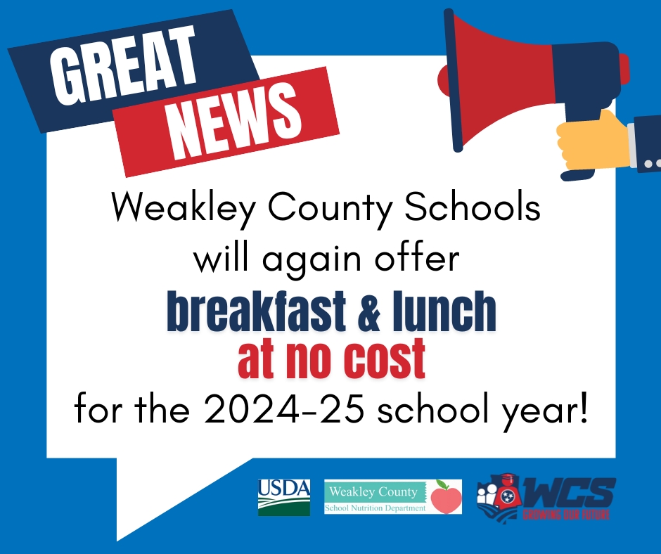 We are excited to continue the Federal USDA CEP program for 2024-25! All students enrolled will have access to a free breakfast and lunch each day they attend school this year. Encourage your child(ren) to participate by eating breakfast &amp; lunch at school this year!