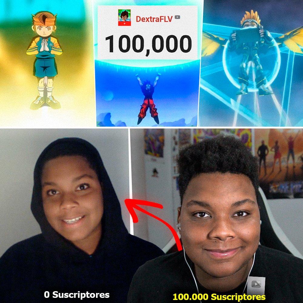 DextraG07's tweet image. Bueno, pues oficialmente tenemos 100.000 suscriptores en un canal de YouTube. 💘
Ha costado lo que no está escrito. Empezamos este camino en 2019 y lo continuamos aún a día de hoy... Hemos pasado por Inazuma Eleven, Sendokai y Dragon Ball.
3 series que a todos os flipan y que…
