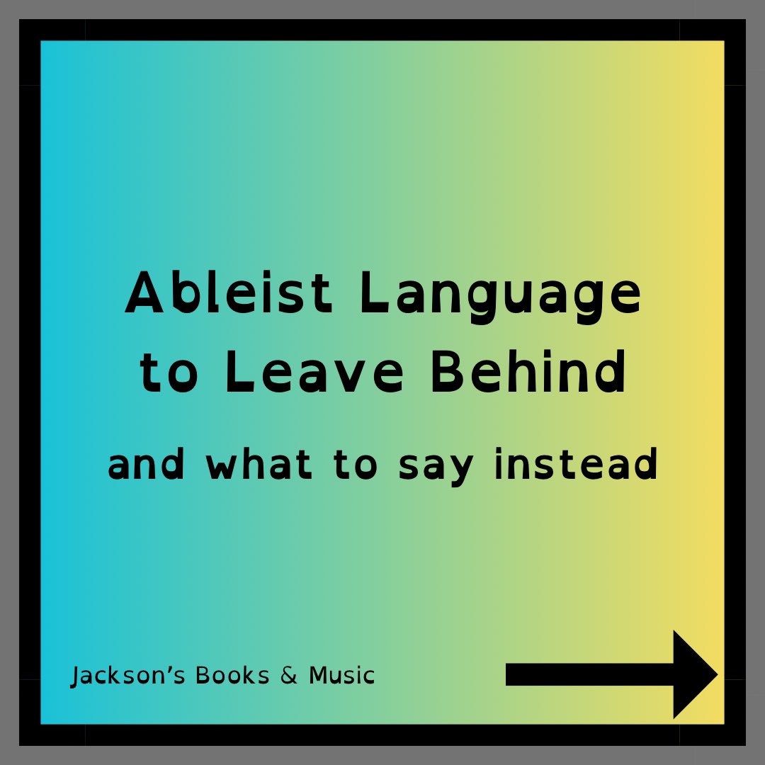 jxbooksandmusic's tweet image. Ableist language to leave behind!

What’s a book you love that has great disability representation?

And what language (and alternatives) would you add to this list?

1/2

#DisabilityPrideMonth #SensitivityReader