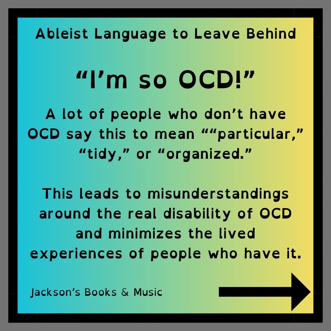 jxbooksandmusic's tweet image. Ableist language to leave behind!

What’s a book you love that has great disability representation?

And what language (and alternatives) would you add to this list?

1/2

#DisabilityPrideMonth #SensitivityReader