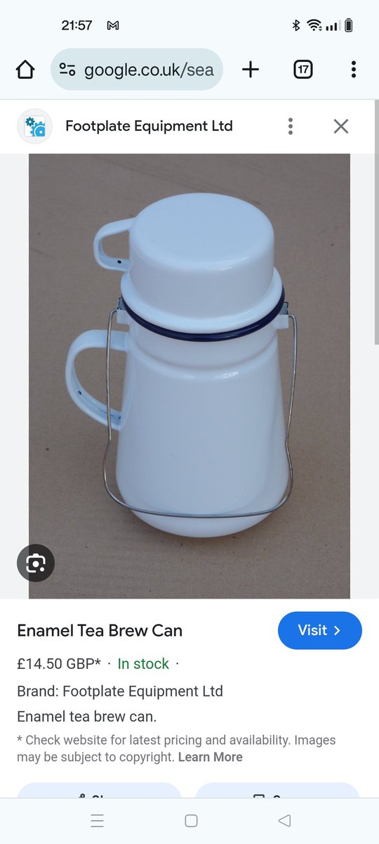 TheDirty98's tweet photo. @East_Cheam_Lad It's basically one of these. The lid doubles up as the cup. Normally used by (steam) train drivers who would store this somewhere hot near the boiler and the tea would stay hot for hours.
Not sure if a bus driver could keep it as hot for as long! https://t.co/6SiEgfUVdD