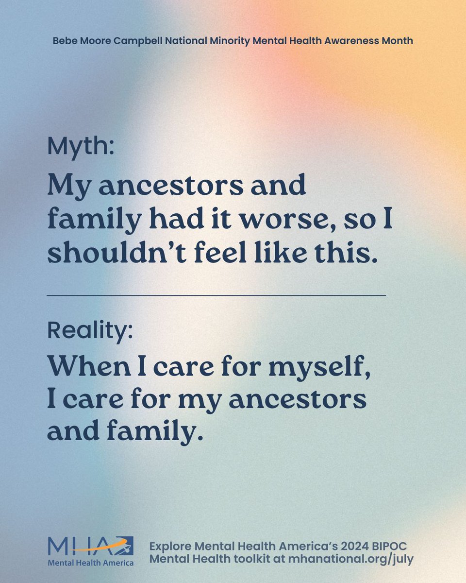 Myth: Mental illness is a white people problem.
Reality: We ALL have mental health and deserve proper care.
Learn more about BIPOC mental health at bit.ly/3RHl0vY.