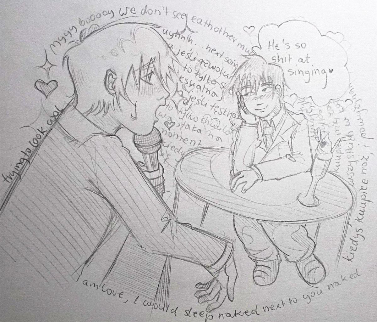 jelito_cienkie7's tweet photo. Wanted to make a full colored one for every day but I'm arblocked๐๐
#reigencestweek2024
Day 1 - karaoke https://t.co/PxftylHj6L