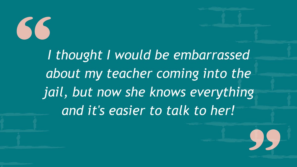 This is such a lovely quote from a child supported through our School Zone service. Schools come into the prison and share the work of the children with their fathers, which helps breakdown misconceptions and helps families overcome barriers - including shame and guilt.