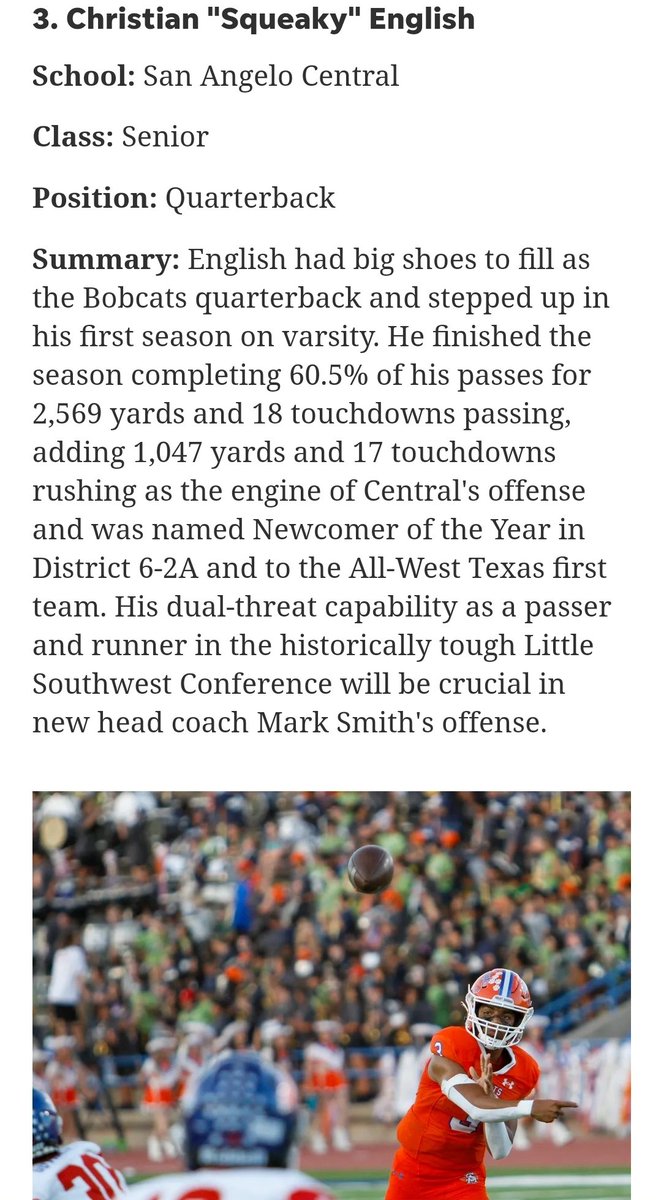 Thank you <a href="/Paul_Witwer/">Paul Witwer</a> for giving me the #3 spot in the Top 100 article.  I appreciate the write-up.  <a href="/coach_jmartin/">Coach Money</a> <a href="/CoachWesCope/">Wes Cope</a> <a href="/angelo_central/">San Angelo Central FB Recruiting</a>
gosanangelo.com/story/sports/2…