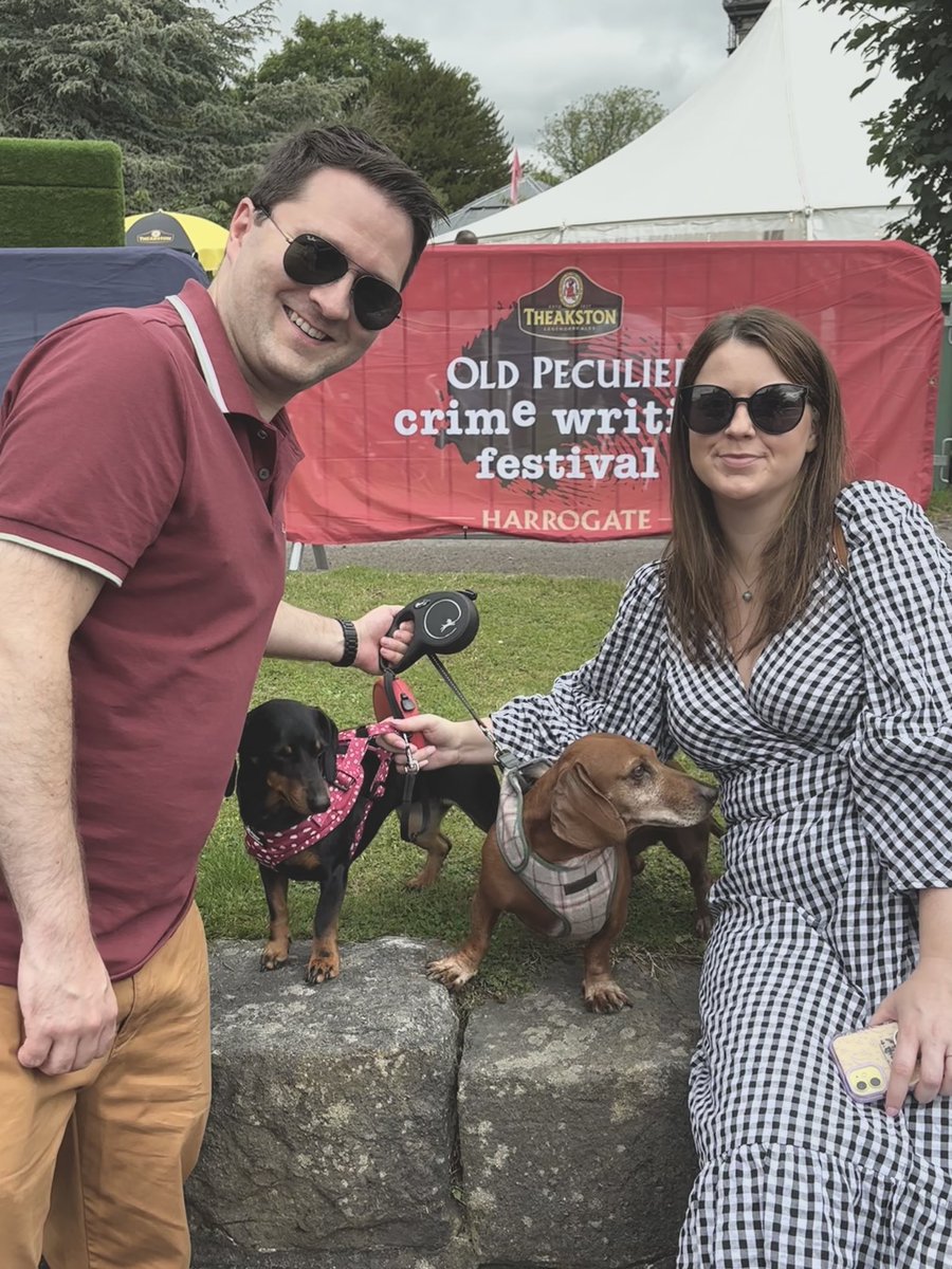 a_garthwaite's tweet photo. Another year, another @HarrogateFest @TheakstonsCrime book festival 📚 

This time our little sausages, Versace &amp; Bruno, came with us 🥰 

Not the biggest book haul this time, but rather perfectly selected 🧡 @RuthWareWriter @adeleparks @MarttaKaukonen https://t.co/zy7VMqJjzK