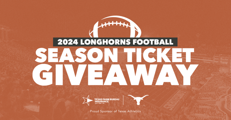 TexasLonghorns's tweet photo. 🚨The @TexasFootball Season Ticket Giveaway is BACK🚨

Enter to win the Grand Prize of two (2) 2024 Football Season Tickets, a 1st Place Prize of two (2) tickets to the home opener on 8/31, or a 2nd Place Prize of a $100 gift card for Longhorns merch - thanks to @TXFBInsurance.