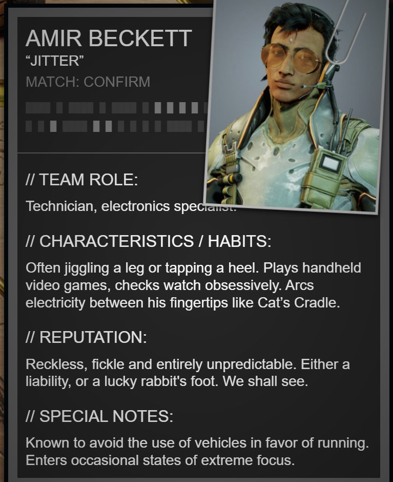 PNx_VecToR's tweet photo. AMIR BECKETT [PROTO-VOLT] 

👾 Reckless 
👾 Fickle 
👾 Unpredictable 
👾 Liability? 

"This CLASSIFIED Dossier is the intellectual property of Albrecht Entrati" 

#Warframe #Warframe1999 #ProtoVolt https://t.co/JFqu9tvuuf