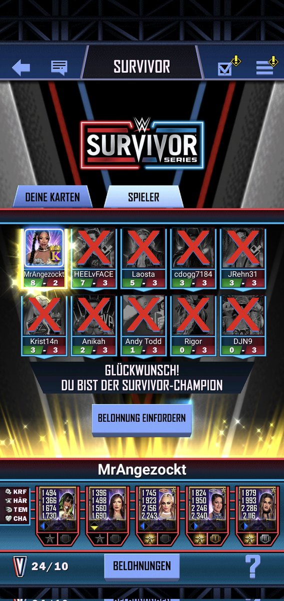 #survivor gönnt einen win.
#wwesupercard 
Wer wird es werden?

#mrateam