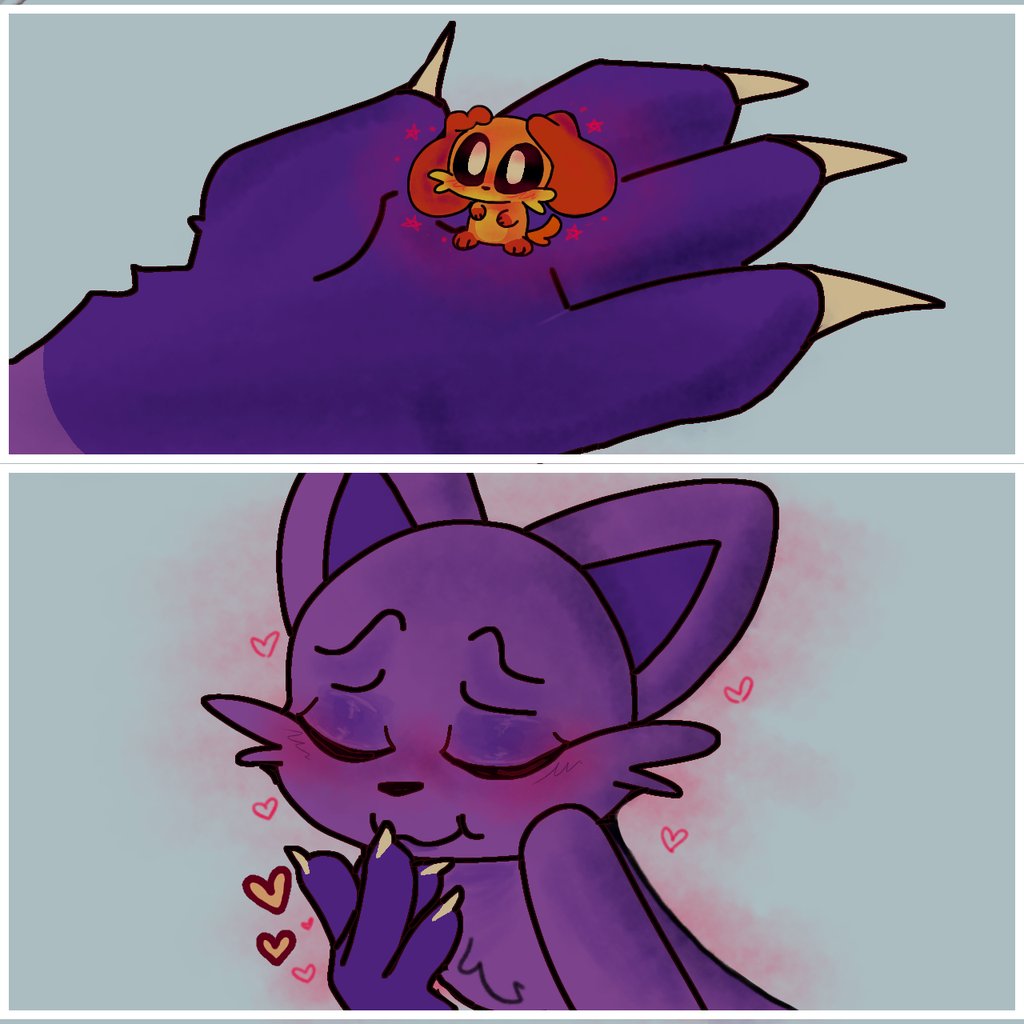 Xxnam_XP's tweet photo. 🧡🧁 -  💜

#catnap
#dogday 
#smilingcritters https://t.co/GEfmE2GPaV