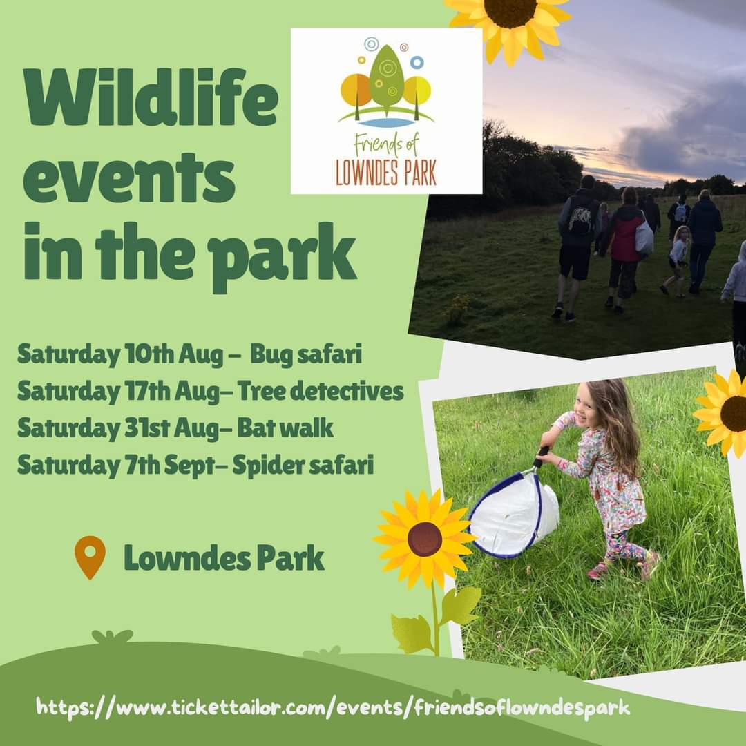 Exciting news! We have a programme of wildlife events in the park for all the family! Including an amazing bat walk with bat detectors. 
There is a small charge for each ticket with profits going towards our valuable work in the park. 
To book your space buytickets.at/friendsoflownd…