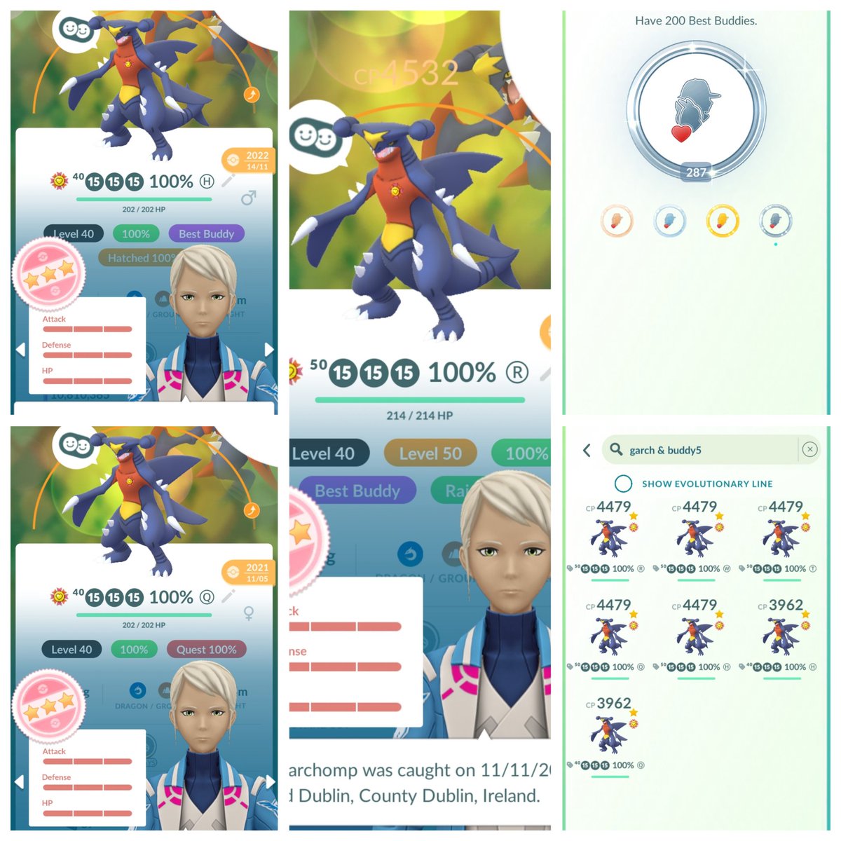 PoGoMick's tweet photo. Best buddy #285 - #287. 7 Garchomp buddied 😁 https://t.co/s6ikyJ6pAB