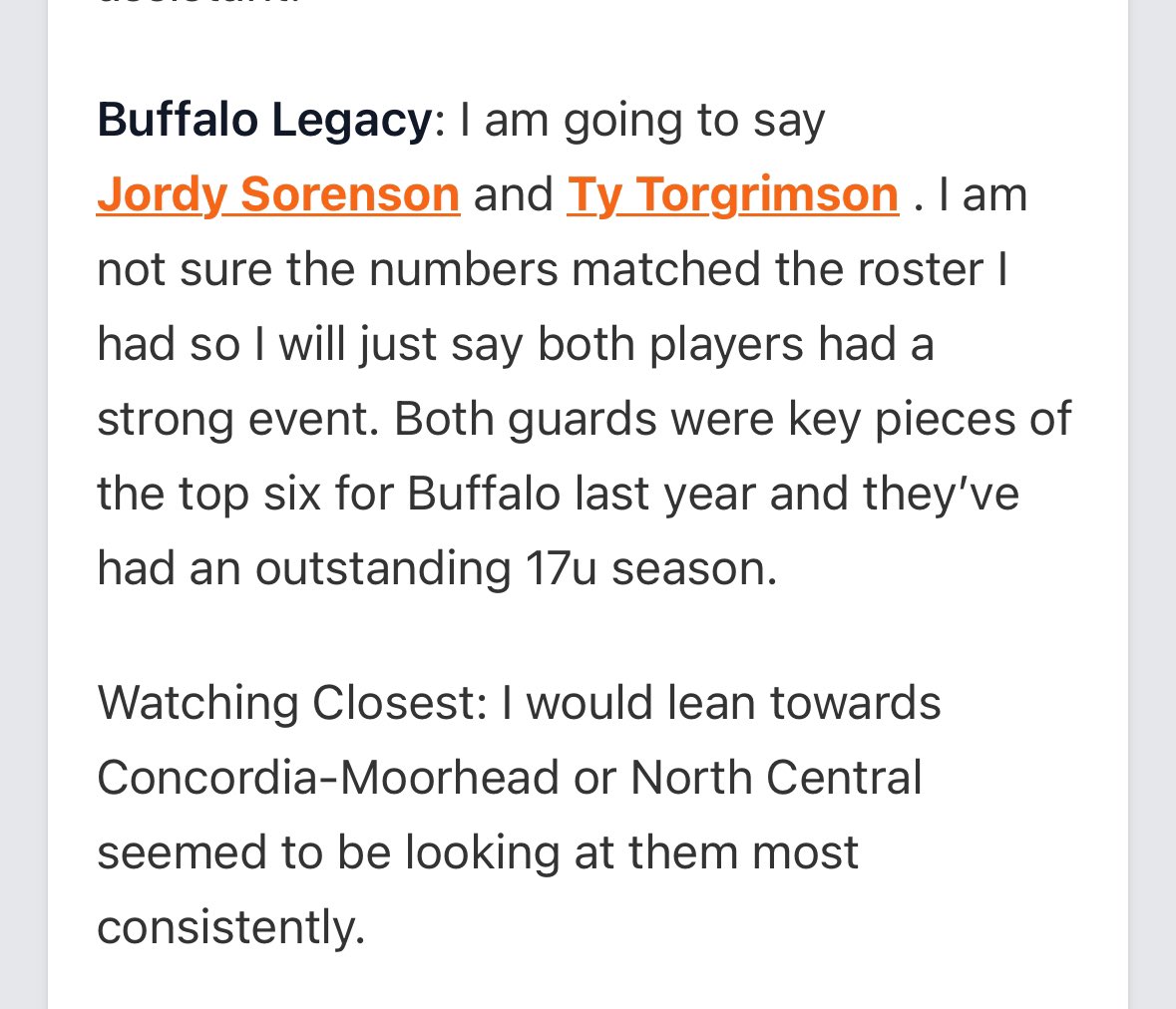 Thanks <a href="/RyanJamesMN/">Ryan James</a> &amp; <a href="/PrepHoops/">Prep Hoops 🏀</a> 
We have 2 names in the Elite 8 Standouts. 
<a href="/JordySore/">Jordy Sorenson</a> 
<a href="/ty_torgrimson4/">Ty Torgrimson</a>