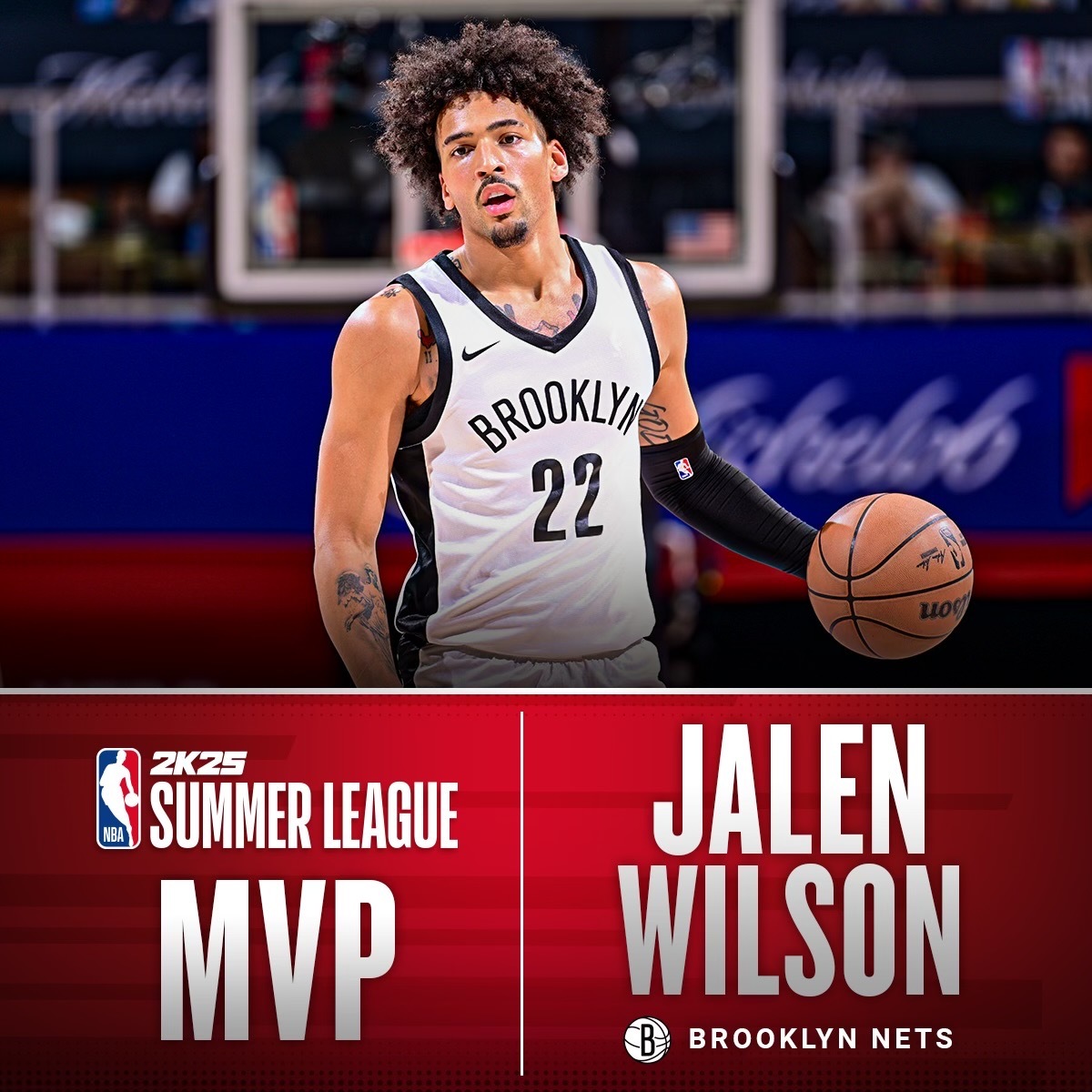 Brooklyn Nets forward Jalen Wilson has been named the Most Valuable Player of NBA 2K25 Summer League 2024.

Wilson averaged 21.8 points, 4.6 rebounds, 1.0 assists and 0.6 steals while shooting 47.3% from the field and 55.0% from three-point range in five games in Las Vegas.