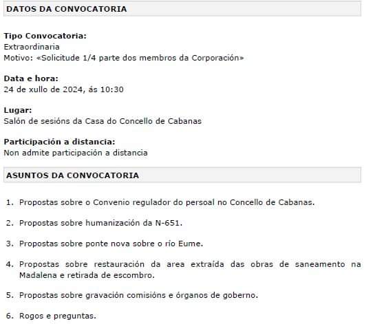 somoscabanas's tweet photo. Boa noite #Cabanas!
Este mércores 24 de xullo ás 10.30 h celebrarase Pleno extraordinario a petición dun terzo dos concelleiros dos grupos municipais do BNG e Veciñal para tratar os seguintes asuntos:
1. Propostas sobre o Convenio regulador do persoal no Concello de Cabanas. https://t.co/incOyQ26mh