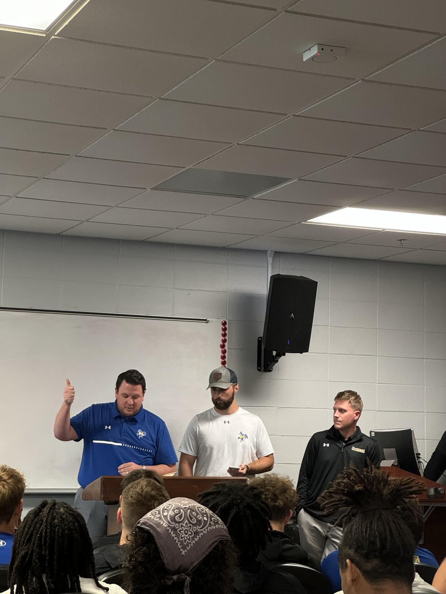 McNeeseFB's tweet photo. THANK YOU to our President @DrRousse, @McneeseVideo, @MSUEquipment1, @Hunter_MartinAT and his team, and our compliance team for taking time to share important information to our team! We are so lucky to have such amazing staff, faculty, and administration on our side. 

#GEAUXPOKES | #WeDAT