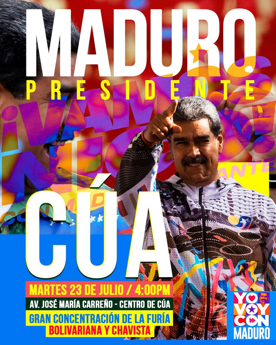 Los Cueños y las Cueñas salimos a la Calle en Respaldo a nuestro Líder Candidato Presidente <a href="/NicolasMaduro/">Nicolás Maduro</a>❤️

Nos vemos mañana Martes a las 04:00pm en la Av. José María Carreño de Cúa🔥