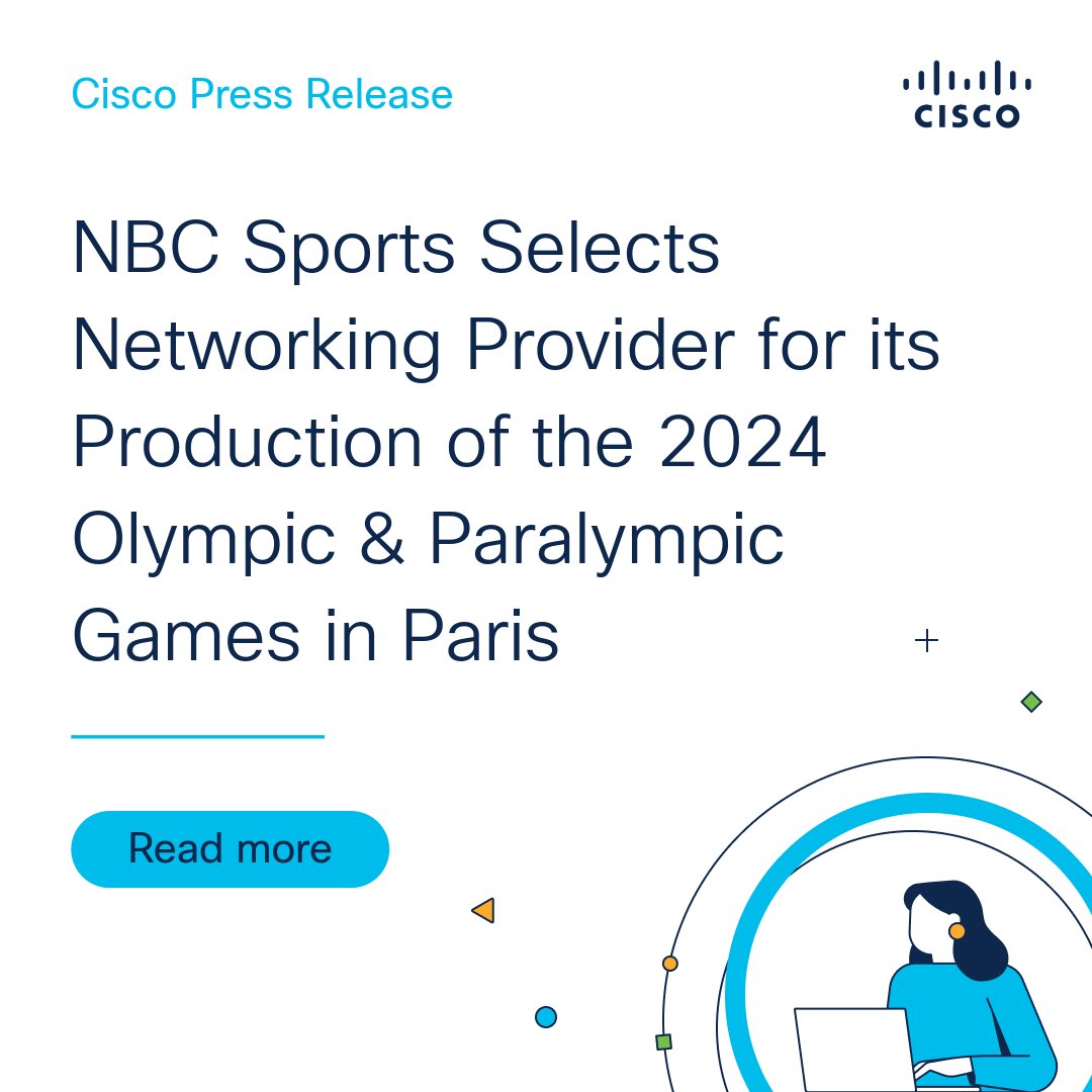 🌟 It will be more than just athletes sharing the spotlight in Paris. NBC Sports is deploying Cisco’s IP Fabric for Media at the International Broadcast Center (IBC) in Paris.

Get the details 🔽
cs.co/6016c6Kxm

#CiscoNetworking