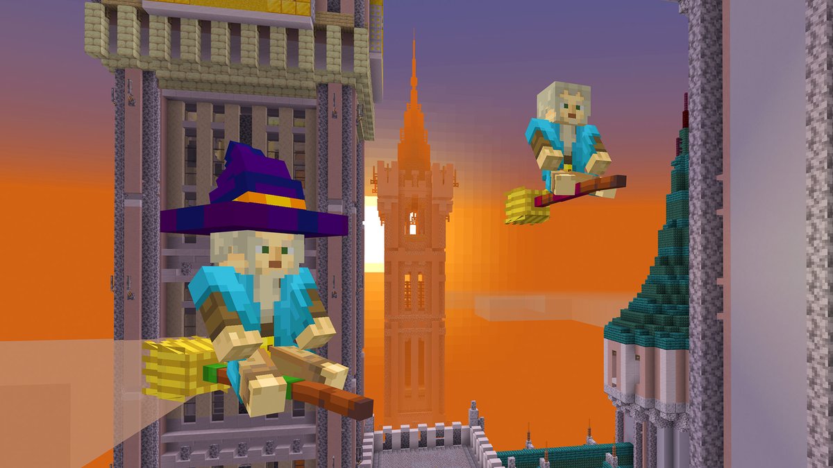Discover a castle full of magic! Bewitch people with wands, fly brooms and interact with magical animals in a beautifully designed world.  

▸ 4 magic wands, brooms, wizard hat🧙‍♂️
▸ 17 goblins. fantasy animals🦄
▸ Huge castle, goblin camp🏰

Get it here: minecraft.net/en-us/marketpl…