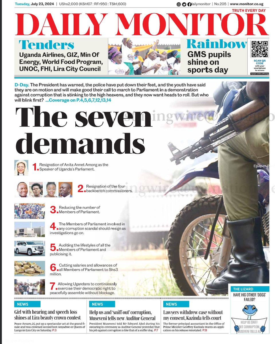 DailyMonitor's tweet image. Tuesday edition of Daily Monitor... 
 
Be sure to acquaint yourself with the latest news all-round. The e-paper is also accessible via  bit.ly/3xSYjOT?utm_me… #MonitorUpdates