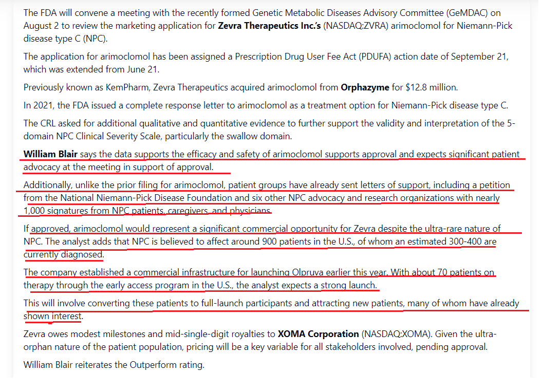 WaynD01's tweet photo. Want to check ZVRA’s potential with the upcoming FDA Advisory Committee meeting on Aug 02 and PDUFA Sept 21, 2024?Arimoclomol For NPC-no approved drug in US and supported by patients and NPC community with Testimonials and FDA Advocacy-https://t.co/POgV6TfJIh https://t.co/nHwvY9XHOT