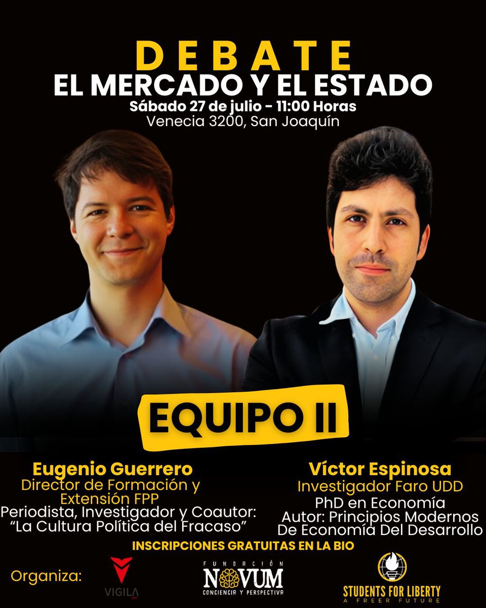 NovumFundacion's tweet photo. 🌟 ¡Únete a nosotros para un apasionante debate sobre "El Mercado y el Estado" este sábado 27 de julio a las 11 AM en la Junta de Vecinos Nº 1, La Legua Emergencia! Presencia el choque de economistas. 🎤📈 ¡Entrada gratuita, cupos limitados! 

https://t.co/i60dCm6D4G https://t.co/dq4VpXhpHS