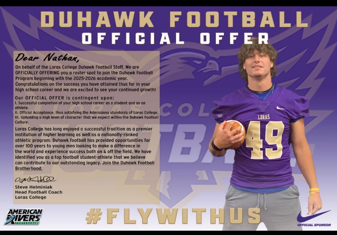 Nate Brock (@brock_nate63091) on Twitter photo After a great visit and conversation with Coach Helminiak I am blessed to receive an offer from Loras College <a href="/LorasCollegeFB/">Loras Football</a> <a href="/wthsfb/">WTHS Blue Devil FB</a> After a great visit and conversation with Coach Helminiak I am blessed to receive an offer from Loras College <a href="/LorasCollegeFB/">Loras Football</a> <a href="/wthsfb/">WTHS Blue Devil FB</a>