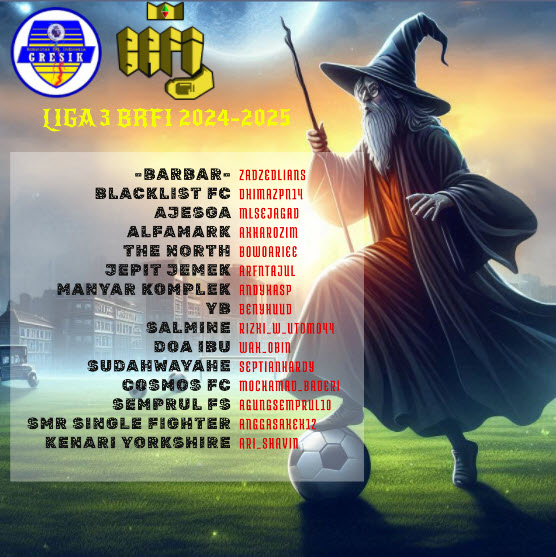 READY <a href="/LigaBRFI/">Battle Royale FPL Indonesia</a> 2024-2025

<a href="/zadzedlians/">Yudhistira Angga K.T.P🇮🇩</a> 
<a href="/dhimazpn14/">dhimaz</a> 
@mlsejagad 
<a href="/AKharozim/">ali kharozim</a> 
<a href="/bowoariee/">W.A. Baw</a> 
<a href="/arfntajul/">Tajul Arifin</a> 
<a href="/andykasp/">Andyka Sah Putra</a> 
<a href="/BenyHuud/">Beny Huud</a> 
<a href="/Rizki_W_Utomo/">Rizki W Utomo</a> 
<a href="/wak_obin/">gedang godhok</a> 
<a href="/septianhardyboy/">Septian Hardy</a> 
<a href="/mochamad_baderi/">Mochamad baderi</a> 
<a href="/agungsemprul10/">agung setiawan</a>
<a href="/anggasakek12/">Angga Kurniawan</a>
<a href="/ari_shavin/">Achmad Alif Yanuari</a>