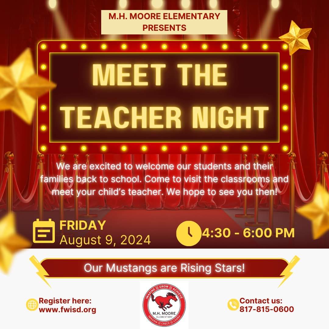 M.H. Moore Elementary School (@mhmoorefwisd) on Twitter photo Mustang families, Meet the Teacher Night is around the corner. Please mark your calendars. See you soon! <a href="/dbenavidez2/">Dorene Benavidez, PhD</a> <a href="/UAlvarez/">Ricardo Alvarez</a> <a href="/Lizeth9311/">Lizeth Gonzalez</a> <a href="/JRSquared1126/">John Reed</a> <a href="/flores_alex1/">Alexandra Flores, M.Ed.</a> <a href="/JRSquared1126/">John Reed</a> <a href="/AQueensLife22/">Ms. Spy V</a> <a href="/MsMariaSpinelli/">Maria Spinelli</a> <a href="/lm3din/">Liznel Medina</a> Mustang families, Meet the Teacher Night is around the corner. Please mark your calendars. See you soon! <a href="/dbenavidez2/">Dorene Benavidez, PhD</a> <a href="/UAlvarez/">Ricardo Alvarez</a> <a href="/Lizeth9311/">Lizeth Gonzalez</a> <a href="/JRSquared1126/">John Reed</a> <a href="/flores_alex1/">Alexandra Flores, M.Ed.</a> <a href="/JRSquared1126/">John Reed</a> <a href="/AQueensLife22/">Ms. Spy V</a> <a href="/MsMariaSpinelli/">Maria Spinelli</a> <a href="/lm3din/">Liznel Medina</a>